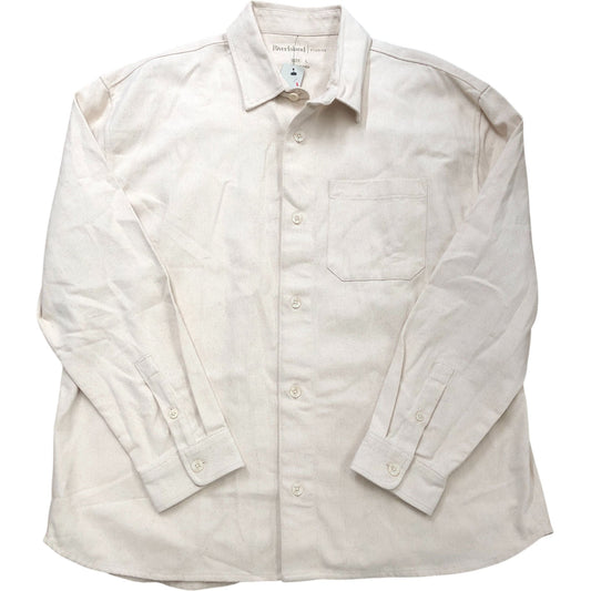 River Island Studios Shirt Size L Men's Long Sleeve Casual Cream Cotton Top