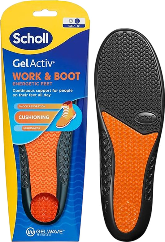 Scholl Scheidt Gel Activity Work Boot Insoles Size UK 7-12 Comfort Cushioning