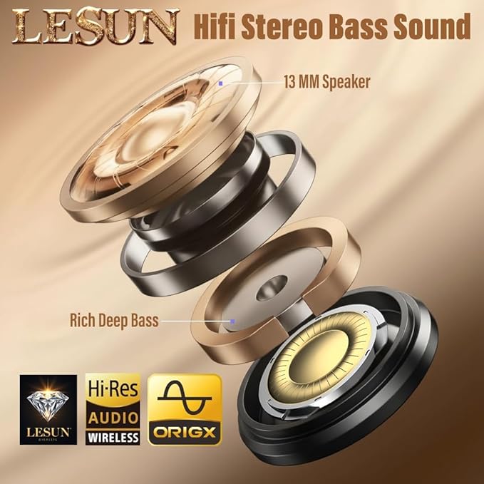 LESUN Wireless Bluetooth 5.4 In Ear Headphones Lightweight Comfortable Bass