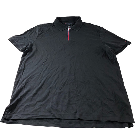 Tommy Hilfiger Polo Shirt XL Men Black Regular Fit Zip Collar Fashion