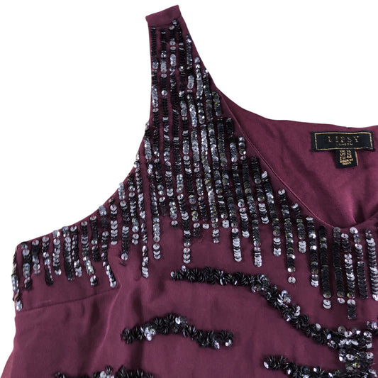 Lipsy London Sequin Tank Top UK16 Women's Purple Party Style
