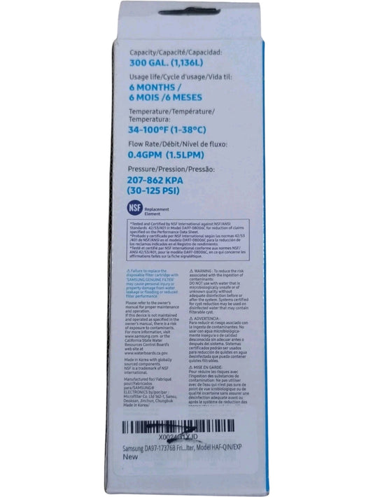 SAMSUNG Water Filter HAF-QIN/EXP Ice And Water Refrigerator Filter 300 Gallon