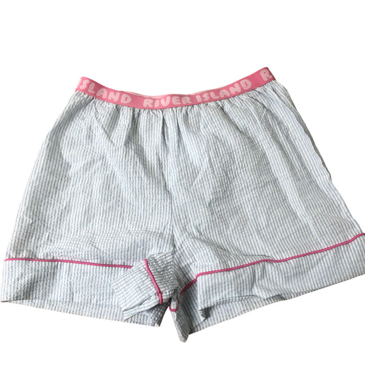 River Island Girl's Cotton Striped Shorts Pink Trim Comfortable Fit 13-14 Years