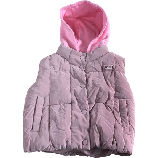 River Island Pink Puffer Gilet 2-3 Years Girls Hooded Quilted