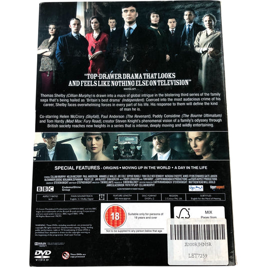 BBC Peaky Blinders Series 3 Box Set 2 Discs 18 Age Rating Drama DVD Collection