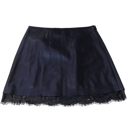 River Island Black Skirt UK12 Women's Lace Trim A-Line Style Satin Material