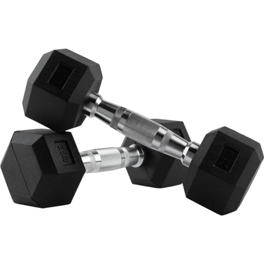 Pyshckal Hex Dumbbells Set 2.5kg Black Weight Training Fitness Equipment 5kg x 2