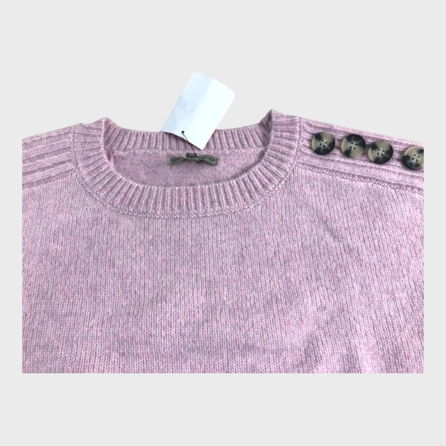 RIVER ISLAND Pink Knit Jumper Women's Button Detail Crew Neck
