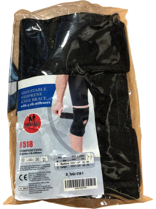 TORO Adjustable Neoprene Knee Brace Size Medium E518 with 4 Rib Stiffeners