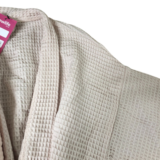 Women's Pink Waffle Texture Robe Lightweight Cropped Sleeve Size M