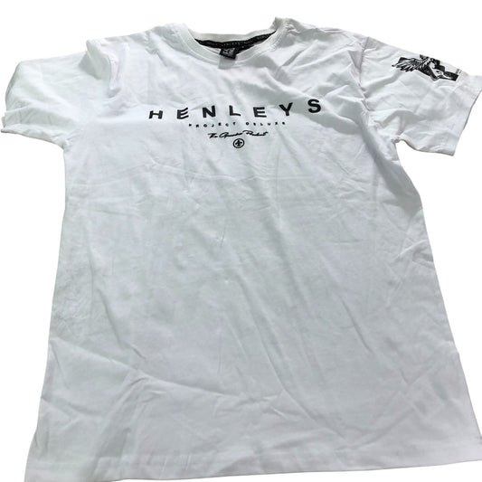 Henleys Project Deluxe T-Shirt Men's White Crew Neck Casual Wear Large