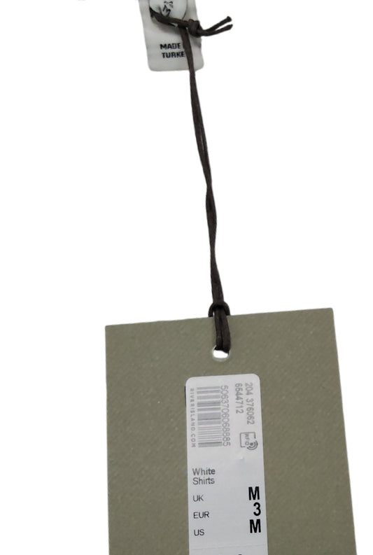 River Island White Short Sleeve Shirt Size M Men's Casual Button Up New