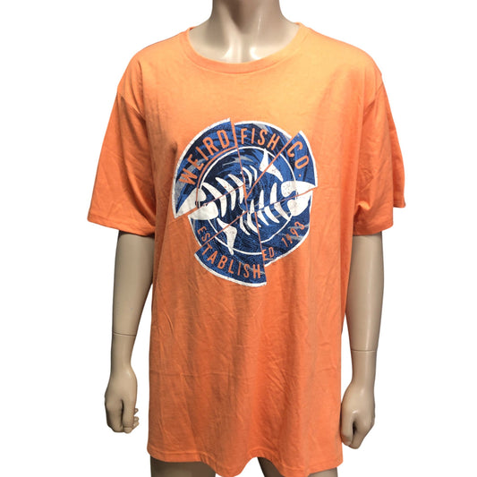 Weird Fish Co T-Shirt 4X Large Men's Orange Organic Cotton Graphic Tee