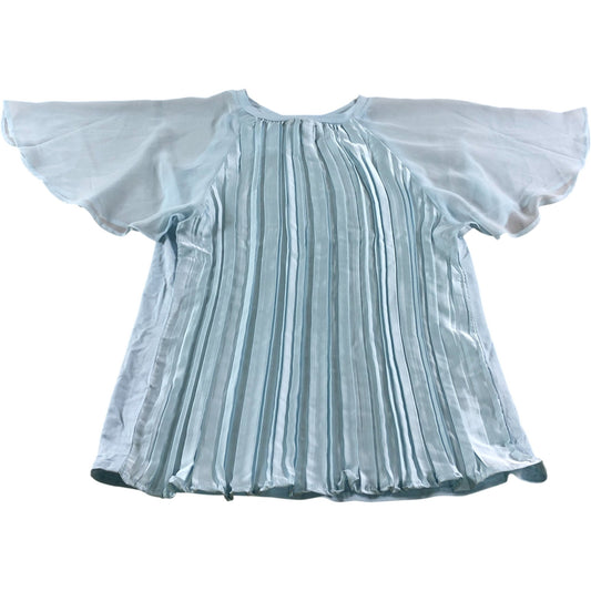 River Island Blue Short Sleeve Pleated Top - Size 6