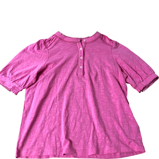 Boden Pink Short Sleeve Blouse Women's Cotton Button Up Size UK12