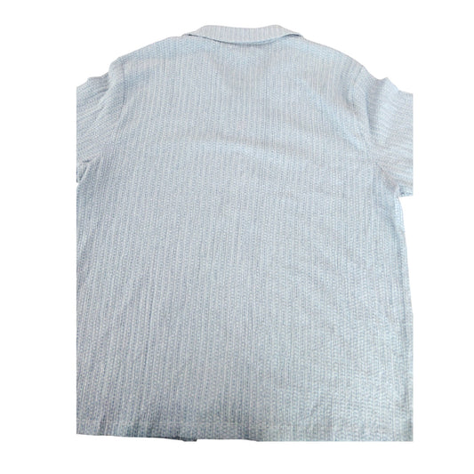River Island Men's XL Short Sleeves Button Up Shirt Light Blue Textured Style