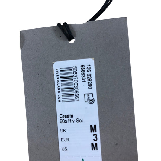 River Island Women's Cream Floral Fitted Dress Size M Elegant Party Dress