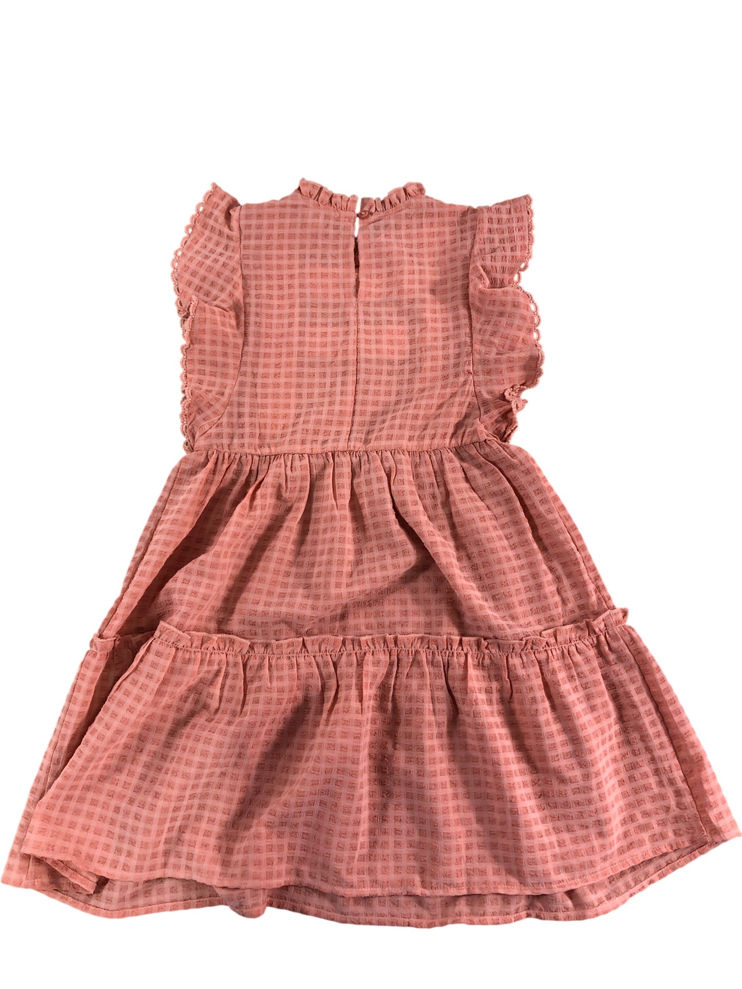 River Island Girls Dress Size 7YRS Pink Summer Casual Cotton Ruffle Sleeves