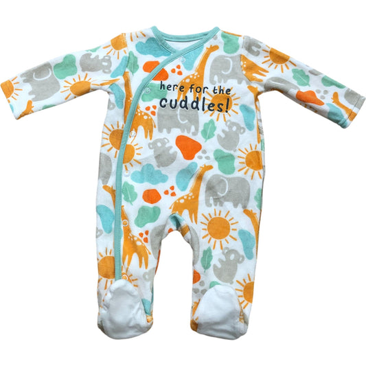 Dunnes Stores Newborn Baby Playsuit Here For The Cuddles Animal Print