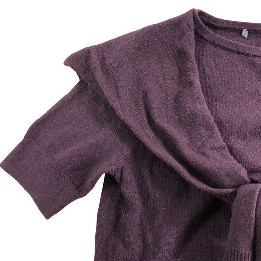Branded Purple Scarf Detail Knitted Top - Size 8-10