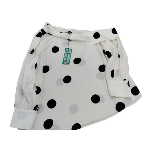 Curves By River Island Off The Shoulder Blouse Size 22 Women's Black Polka Dots