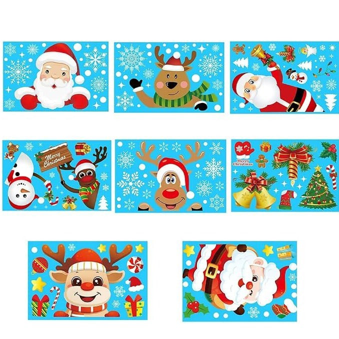 Christmas Window Stickers Rudolph Reindeer 10 Sheets