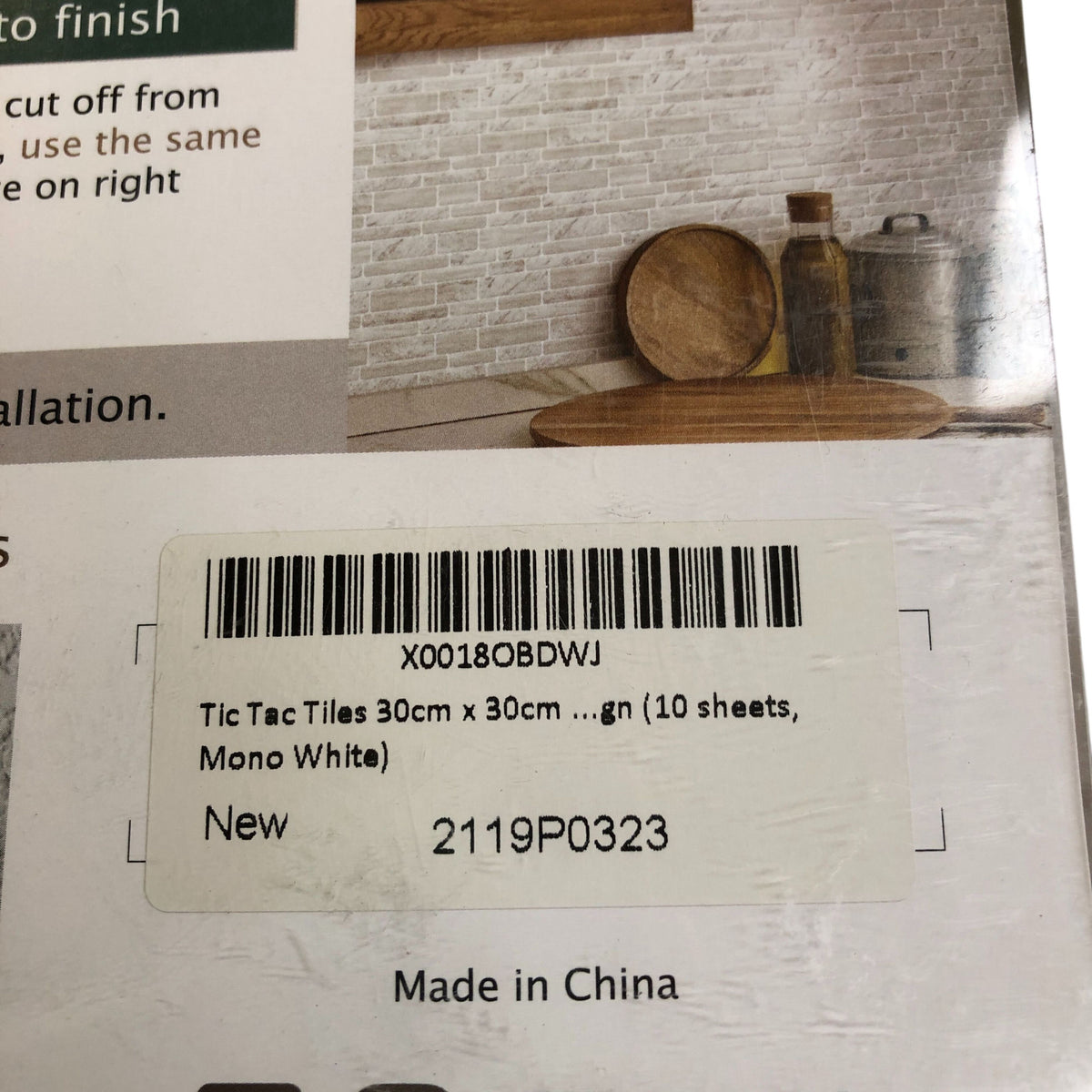 Tic Tac Tiles Peel And Stick Wall Tiles 30cm x 30cm Set Of 10 Units Mono White