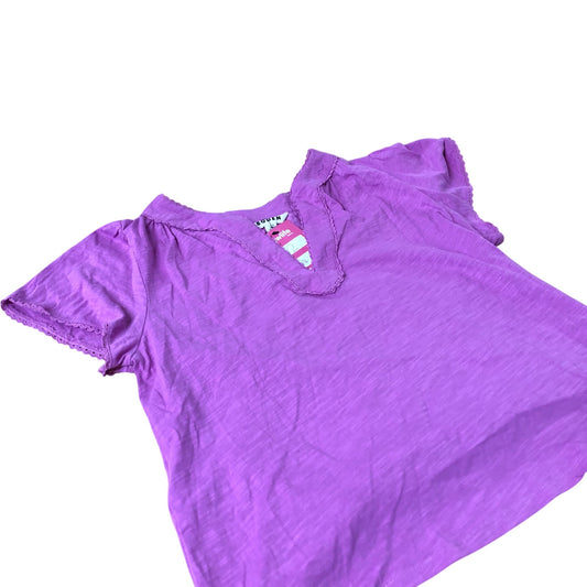 Ava Trim Top Women's Purple Short Sleeve Cotton V Neck UK12