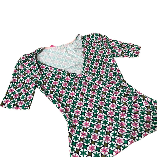 Floral Printed Blouse Women's Short Sleeve V Neck UK8