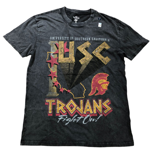 Hollister USC Trojans T-Shirt Size S Men's Black Graphic Tee University