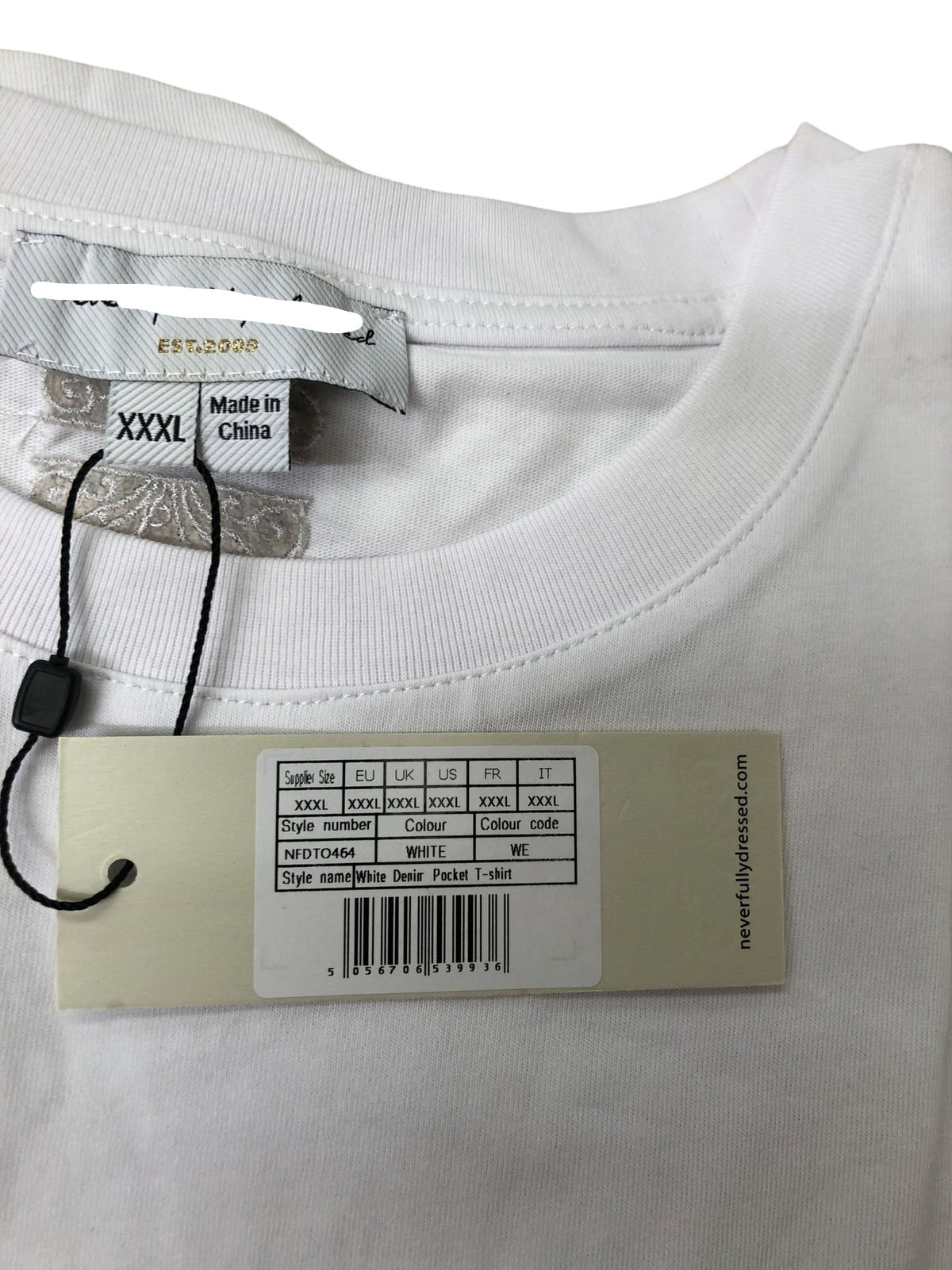 White Denim Pocket T-Shirt XXXL Women's Cotton Short Sleeve