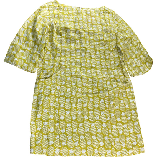 Branded Yellow Pineapple Print Linen Dress - Size 14