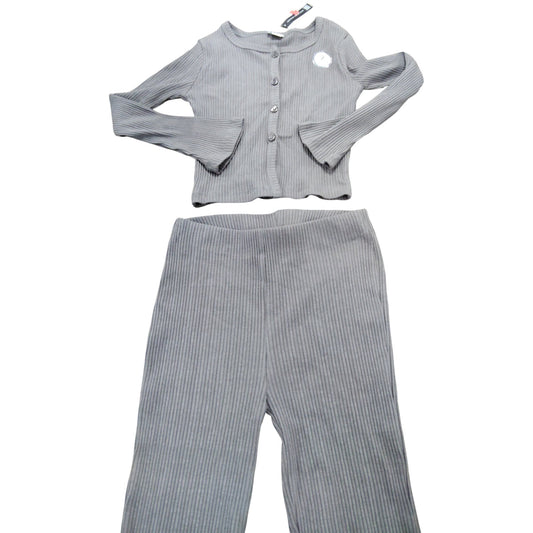 River Island Girls 2 Piece Set Cardigan And Leggings Age 5 Years Grey Ribbed