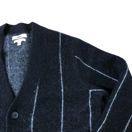 Women's Wool Blend Cardigan M Regular Black Striped Warm Knitwear