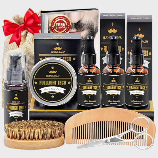 FULLLIGHT TECH Beard Kit for Men Grooming Set with Beard Oil & Comb