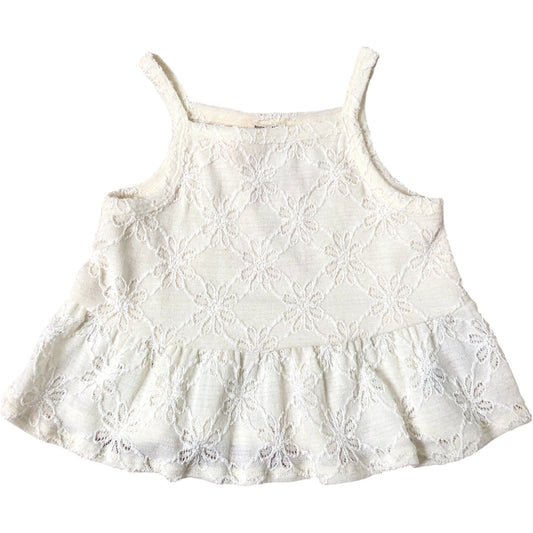 River Island Baby Girls Cream Floral Ruffle Top Size 18-24 Months