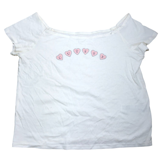 Hollister Hearts Graphic T-Shirt Women's Size L Cute Cotton White Tee