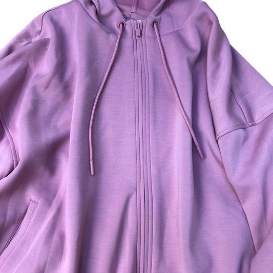Large Cropped Hoodie Women's Hooded Sweatshirt Pink Polyester Blend Size 16