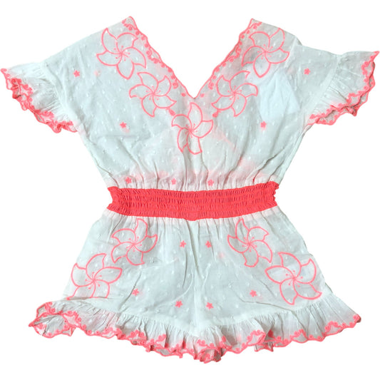 River Island Girls Floral Playsuit 12-18 Months White Pink Summer Style