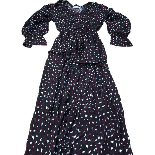 Baukjen Leopard Print Dress UK6 Women's Long Sleeve Viscose Flowy Maxi