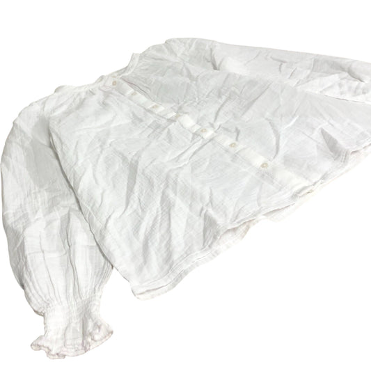 Boden White Button Front Blouse Women's Long Sleeve Cotton Top UK12