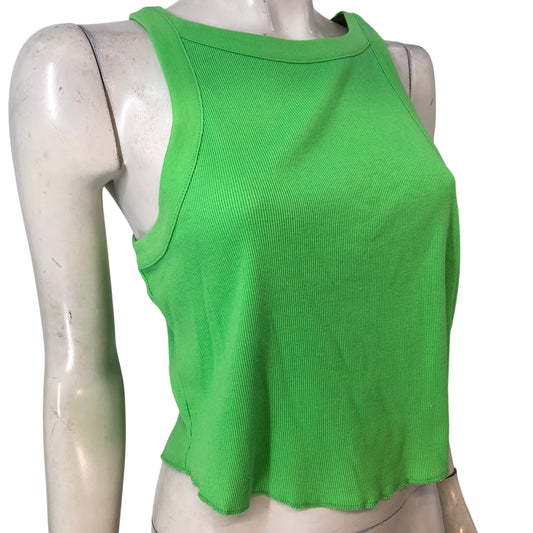 River Island Essential Tank Top UK18 Women's Bright Green Ribbed Sleeveless