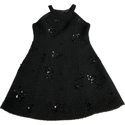 River Island Black Sequined Shift Dress UK8 Women's