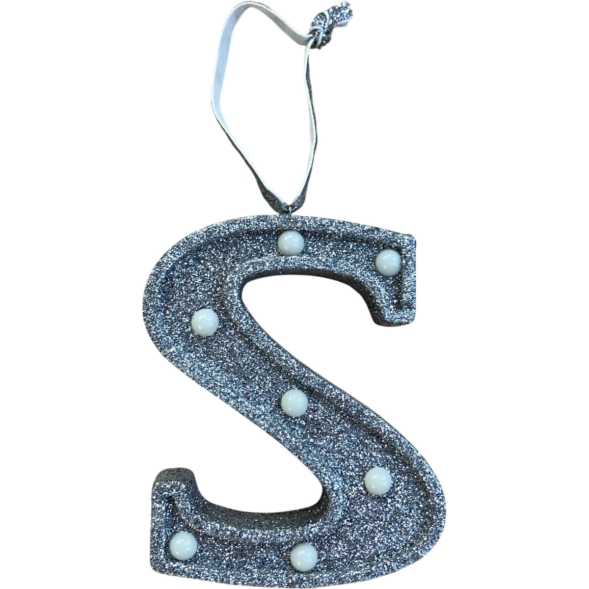 Light Up Silver Glitter Christmas Tree Decoration Letter 'S'