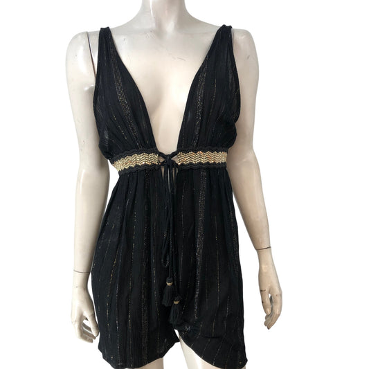 River Island Black S Resort Playsuit Women's Plunge Neck Casual Style Beautiful