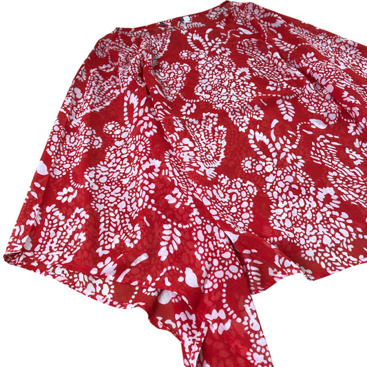 Branded Red Floral Print Blouse Women's Sheer Loose Fit Lightweight UK8