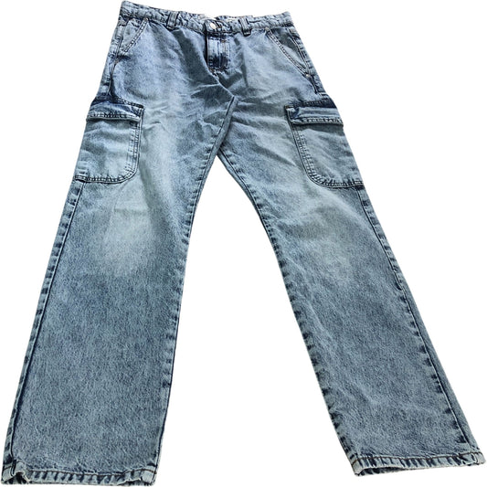 River Island Straight Jeans W32 L30 Men's Denim Cargo Style Light Blue