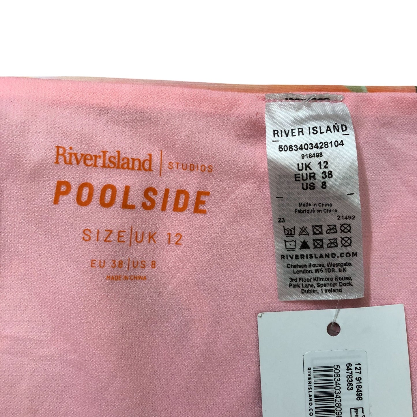 River Island Poolside Swim Briefs Women's Floral Bikini Bottoms Pink Size 12