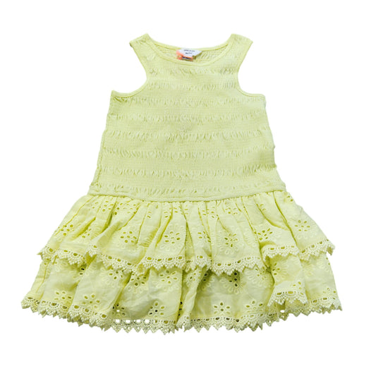 River Island Mini Dress UK18-24 Months Girls Yellow Sleeveless with Lace Trim