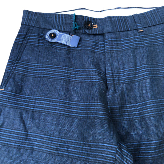 Harrison Check Trousers 30R Men's Deep Blue